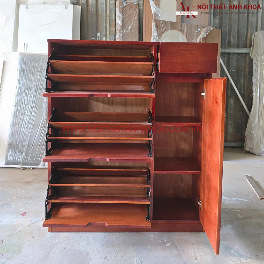 Tủ Giày Gỗ Sồi Tự Nhiên Thiết Kế Thông Minh Đẹp Giá Tốt