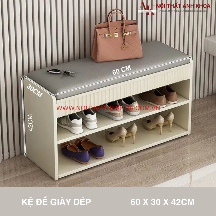 Tủ Giày Kết Hợp Ghế Ngồi Gỗ Công Nghiệp Sơn 2k Hiện Đại