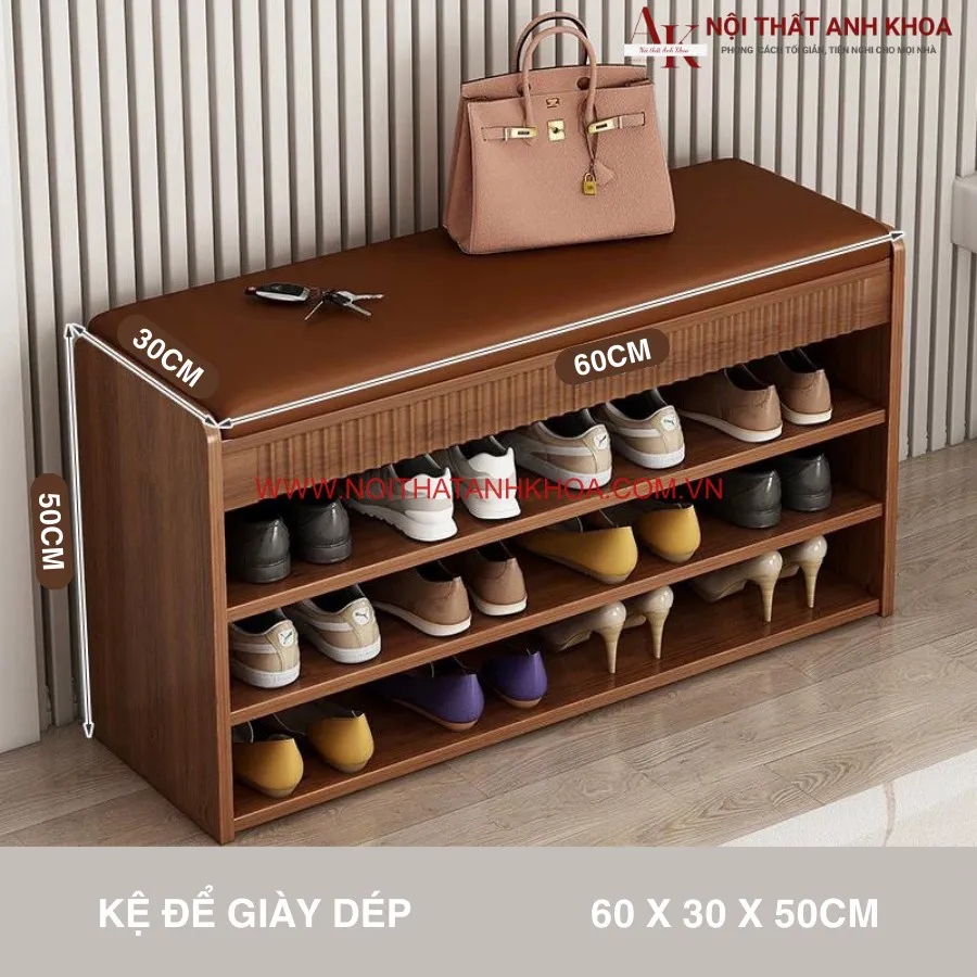 Tủ Giày Kết Hợp Ghế Ngồi Gỗ Công Nghiệp Sơn 2k Hiện Đại