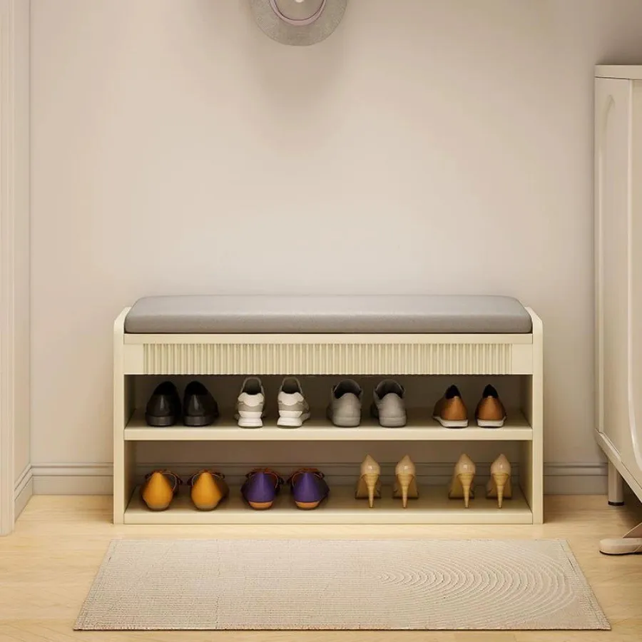 Tủ Giày Kết Hợp Ghế Ngồi Gỗ Công Nghiệp Sơn 2k Hiện Đại