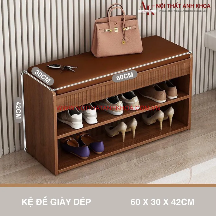 Tủ Giày Kết Hợp Ghế Ngồi Gỗ Công Nghiệp Sơn 2k Hiện Đại