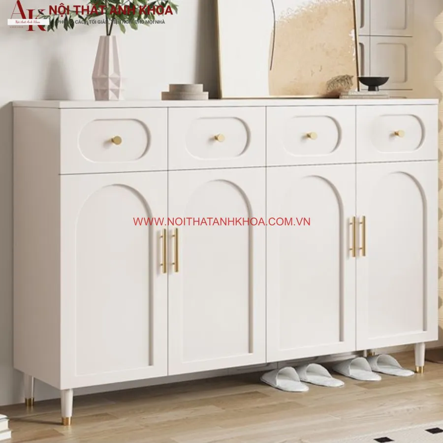 Tủ Giày Tân Cổ Điển Màu Trắng Đẹp Hiện Đại
