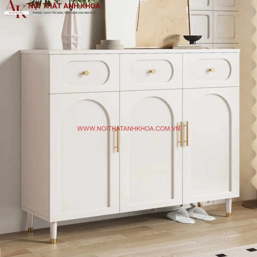 Tủ Giày Tân Cổ Điển Màu Trắng Đẹp Hiện Đại