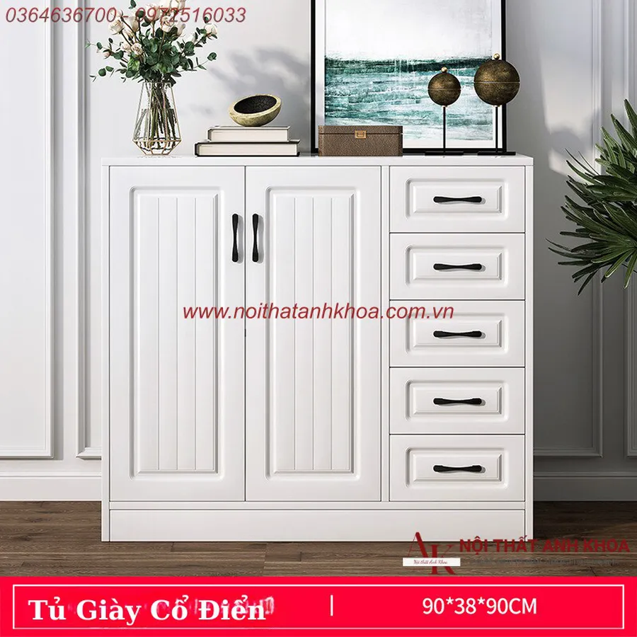 Tủ Giày Thiết Kế Phong Cách Cổ Điển Gỗ MDF Cao Cấp Giá Rẻ