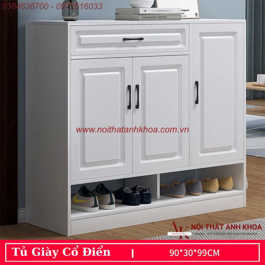 Tủ Giày Thiết Kế Phong Cách Cổ Điển Gỗ MDF Cao Cấp Giá Rẻ