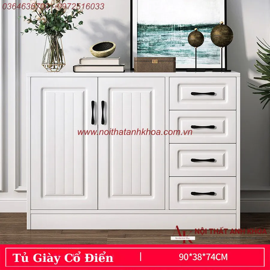 Tủ Giày Thiết Kế Phong Cách Cổ Điển Gỗ MDF Cao Cấp Giá Rẻ