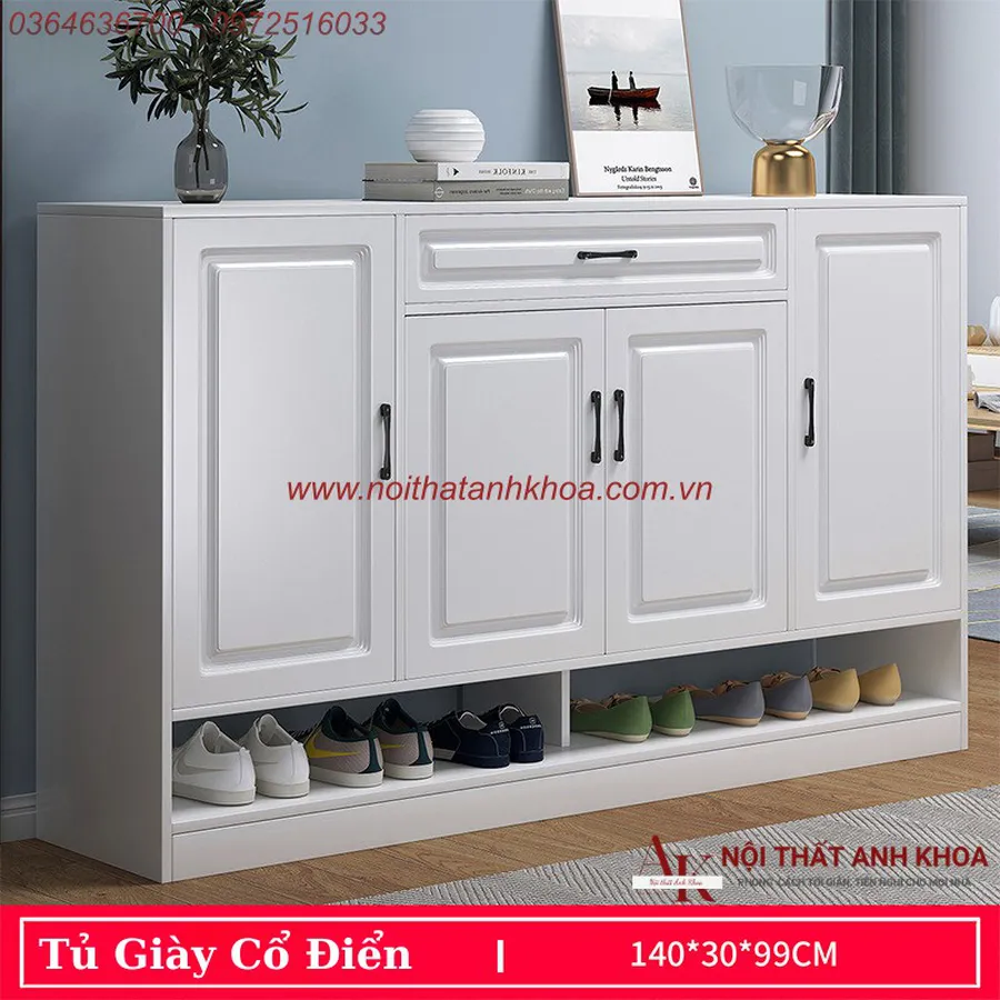 Tủ Giày Thiết Kế Phong Cách Cổ Điển Gỗ MDF Cao Cấp Giá Rẻ