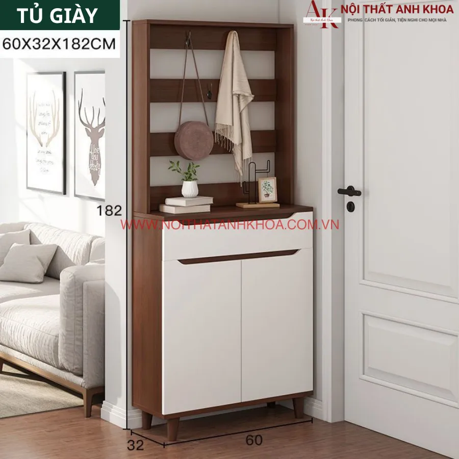 Tủ Giày Thông Minh Kết Hợp Thanh Treo Móc Đồ