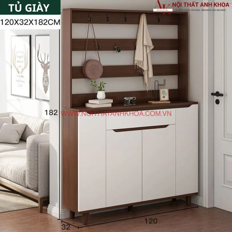 Tủ Giày Thông Minh Kết Hợp Thanh Treo Móc Đồ