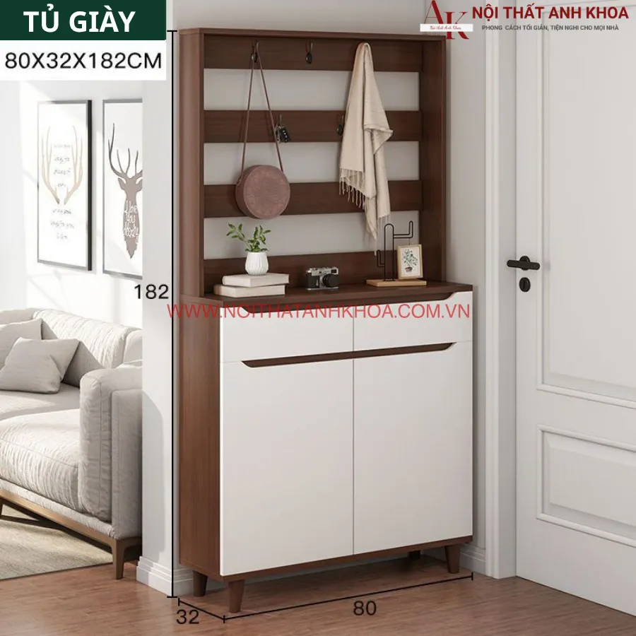 Tủ Giày Thông Minh Kết Hợp Thanh Treo Móc Đồ
