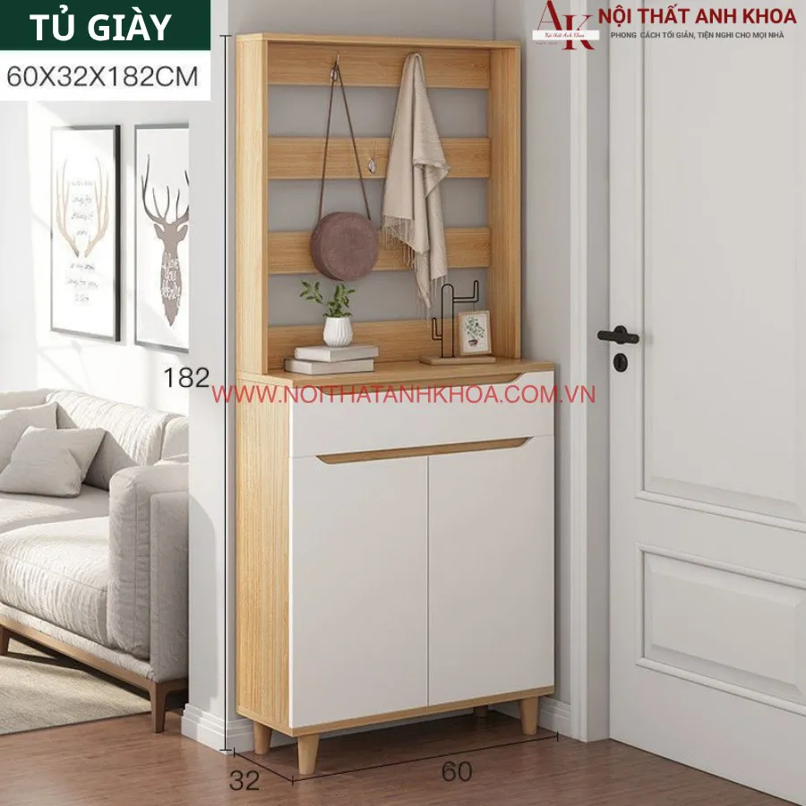 Tủ Giày Thông Minh Kết Hợp Thanh Treo Móc Đồ