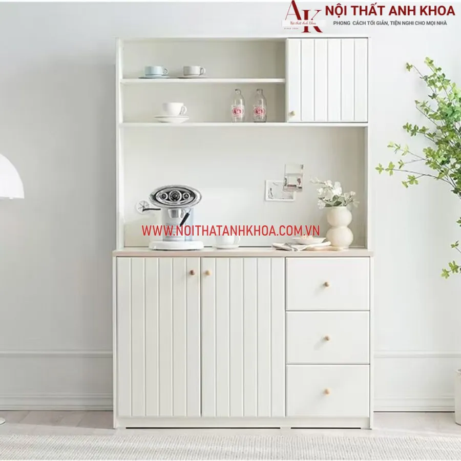 Tủ Gỗ Đựng Đồ Khô Màu Trắng Hiện Đại Sang Trọng