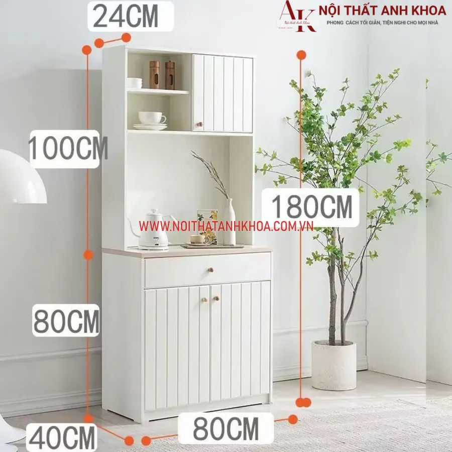 Tủ Gỗ Đựng Đồ Khô Màu Trắng Hiện Đại Sang Trọng