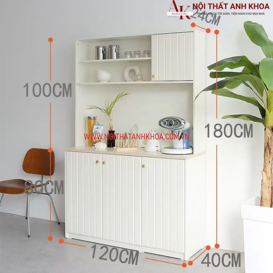 Tủ Gỗ Đựng Đồ Khô Màu Trắng Hiện Đại Sang Trọng