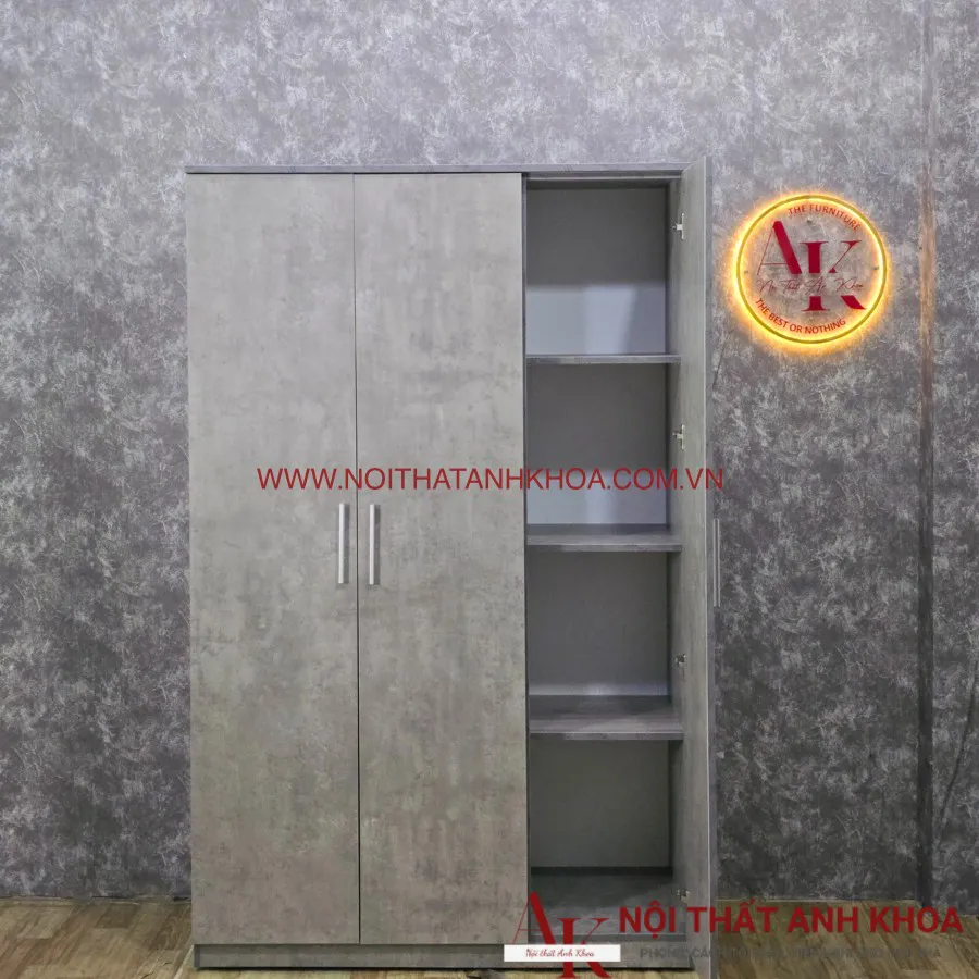 Tủ Gỗ Ép Đựng Quần Áo Màu Xám Bê Tông Giá Rẻ