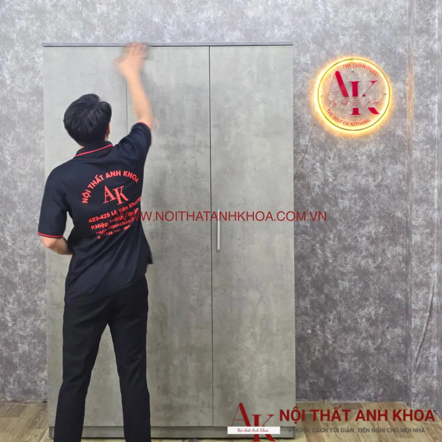 Tủ Gỗ Ép Đựng Quần Áo Màu Xám Bê Tông Giá Rẻ