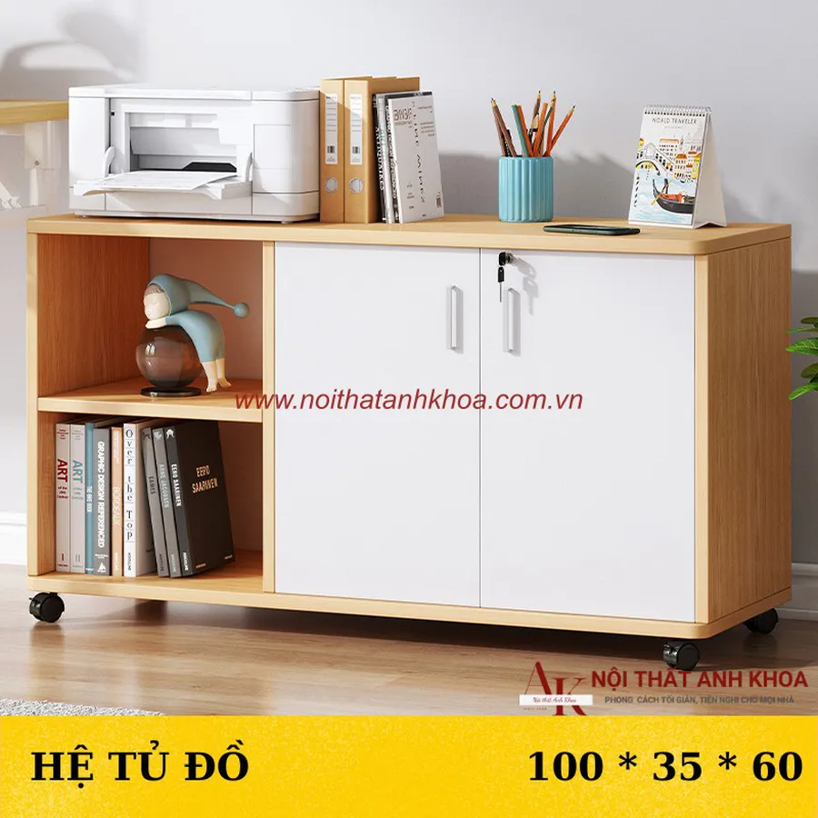 Tủ Hồ Sơ Văn Phòng Có Bánh Xe Gỗ MDF Tiện Lợi Hiện Đại