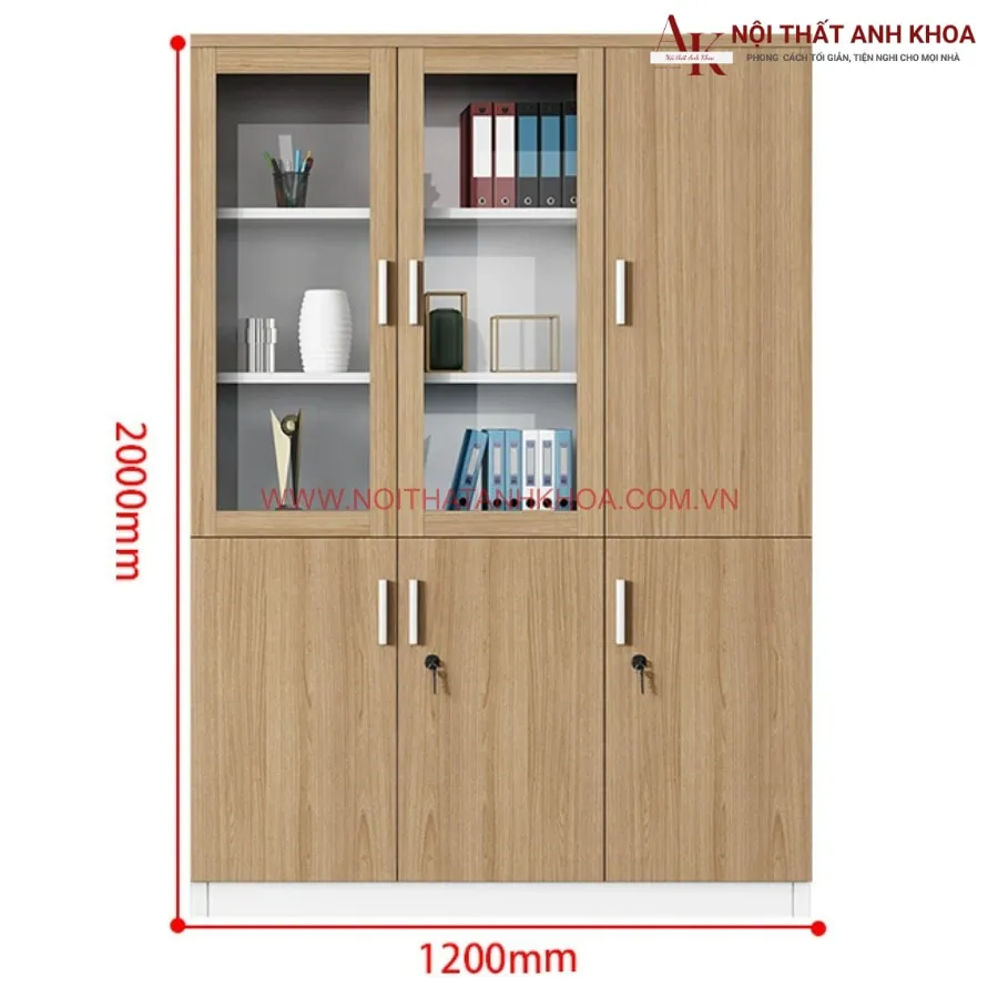 Tủ Hồ Sơ Văn Phòng Gỗ Công Nghiệp Màu Vân Gỗ Đẹp 