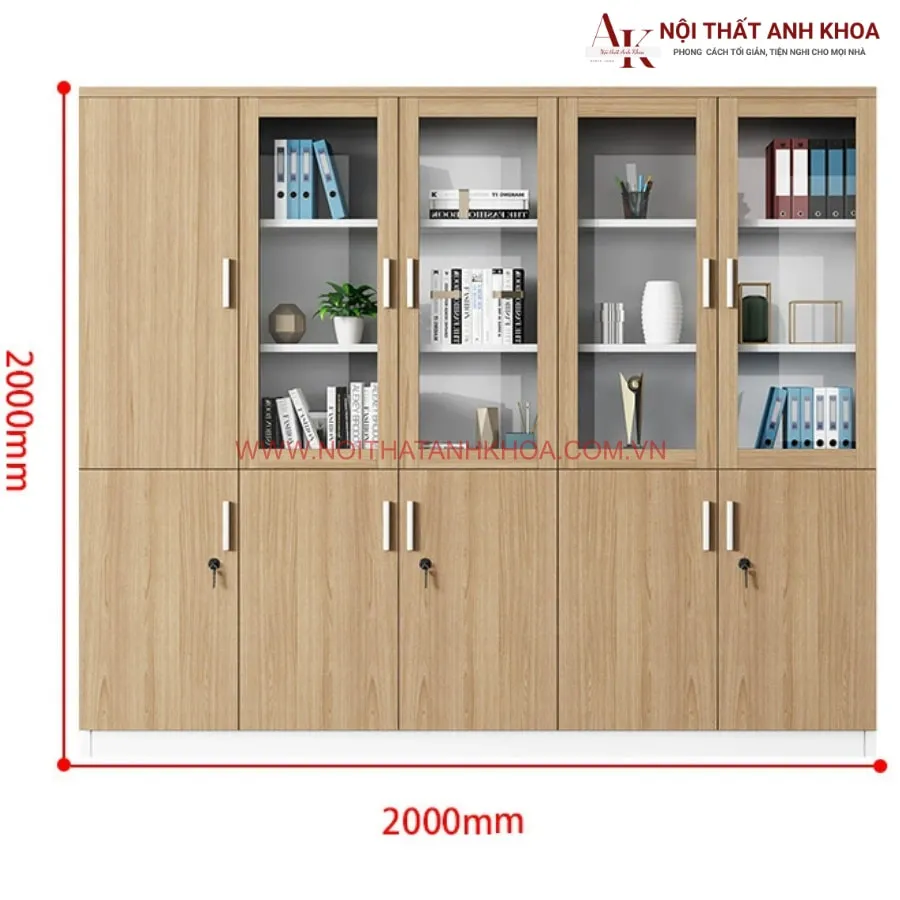 Tủ Hồ Sơ Văn Phòng Gỗ Công Nghiệp Màu Vân Gỗ Đẹp 
