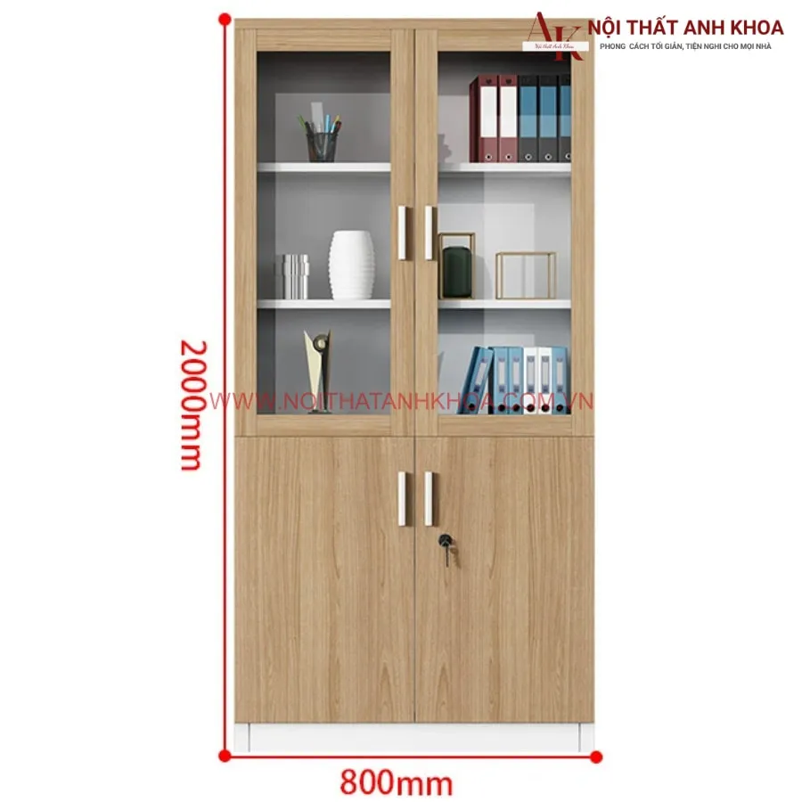 Tủ Hồ Sơ Văn Phòng Gỗ Công Nghiệp Màu Vân Gỗ Đẹp 