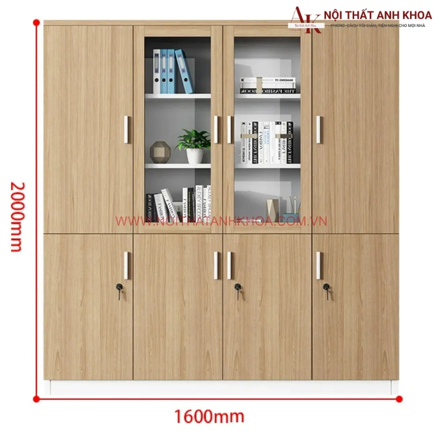 Tủ Hồ Sơ Văn Phòng Gỗ Công Nghiệp Màu Vân Gỗ Đẹp 