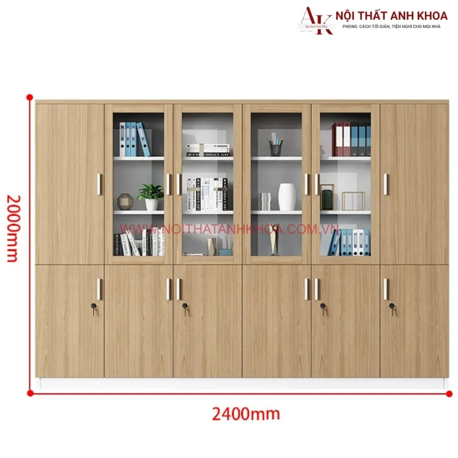 Tủ Hồ Sơ Văn Phòng Gỗ Công Nghiệp Màu Vân Gỗ Đẹp 