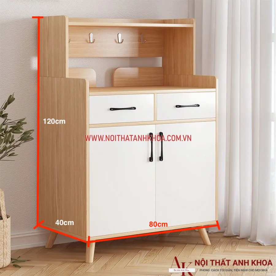 Tủ Kệ Bếp Đa Năng Gỗ Công Nghiệp Màu Gỗ Phối Cánh Trắng