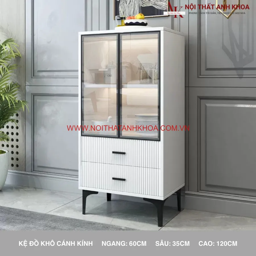Tủ Kệ Bếp Khô Đa Năng Cánh Kính Đẹp Hiện Đại