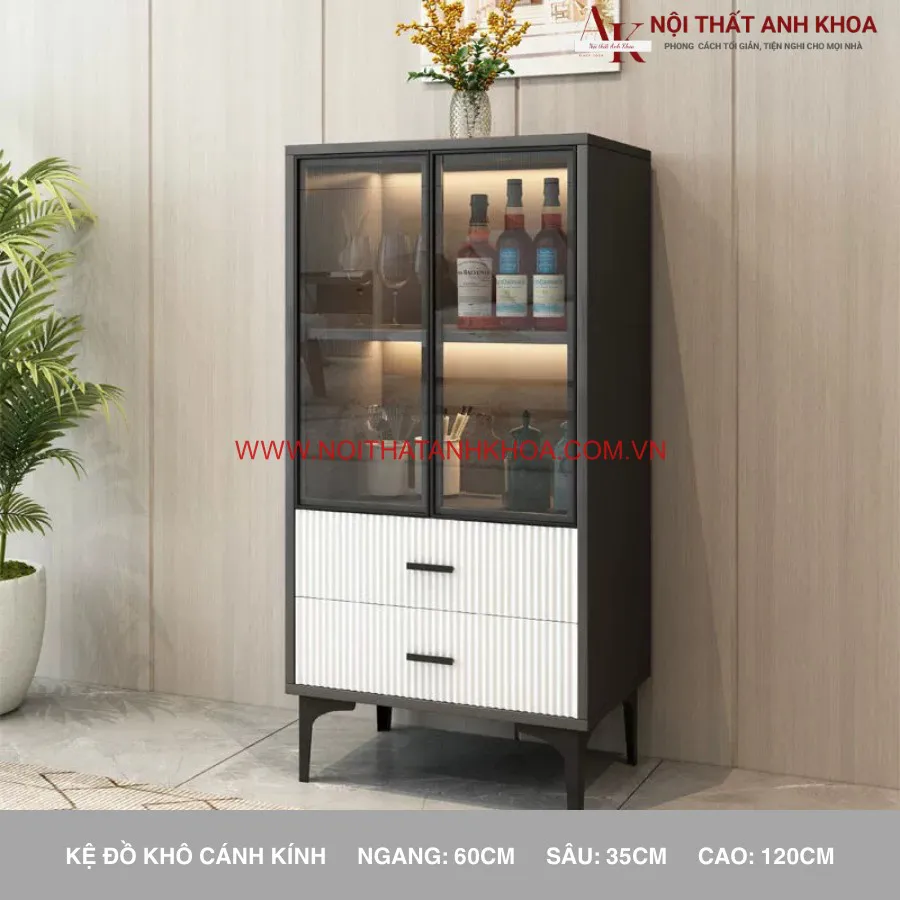 Tủ Kệ Bếp Khô Đa Năng Cánh Kính Đẹp Hiện Đại