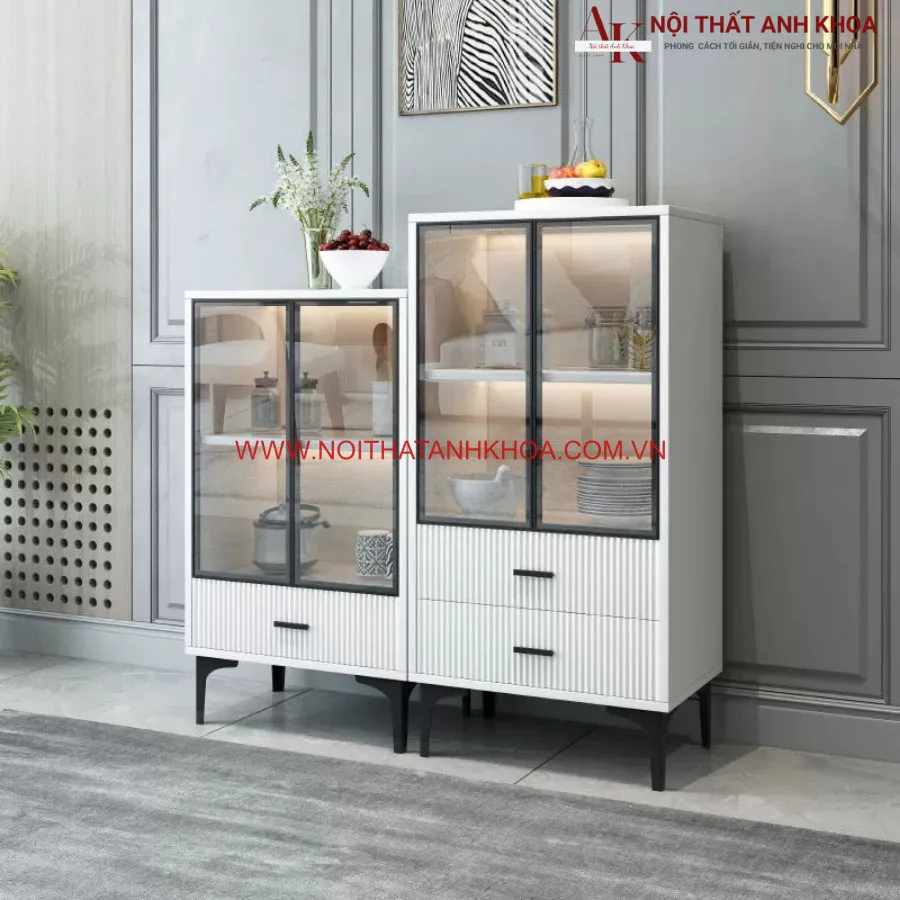 Tủ Kệ Bếp Khô Đa Năng Cánh Kính Đẹp Hiện Đại