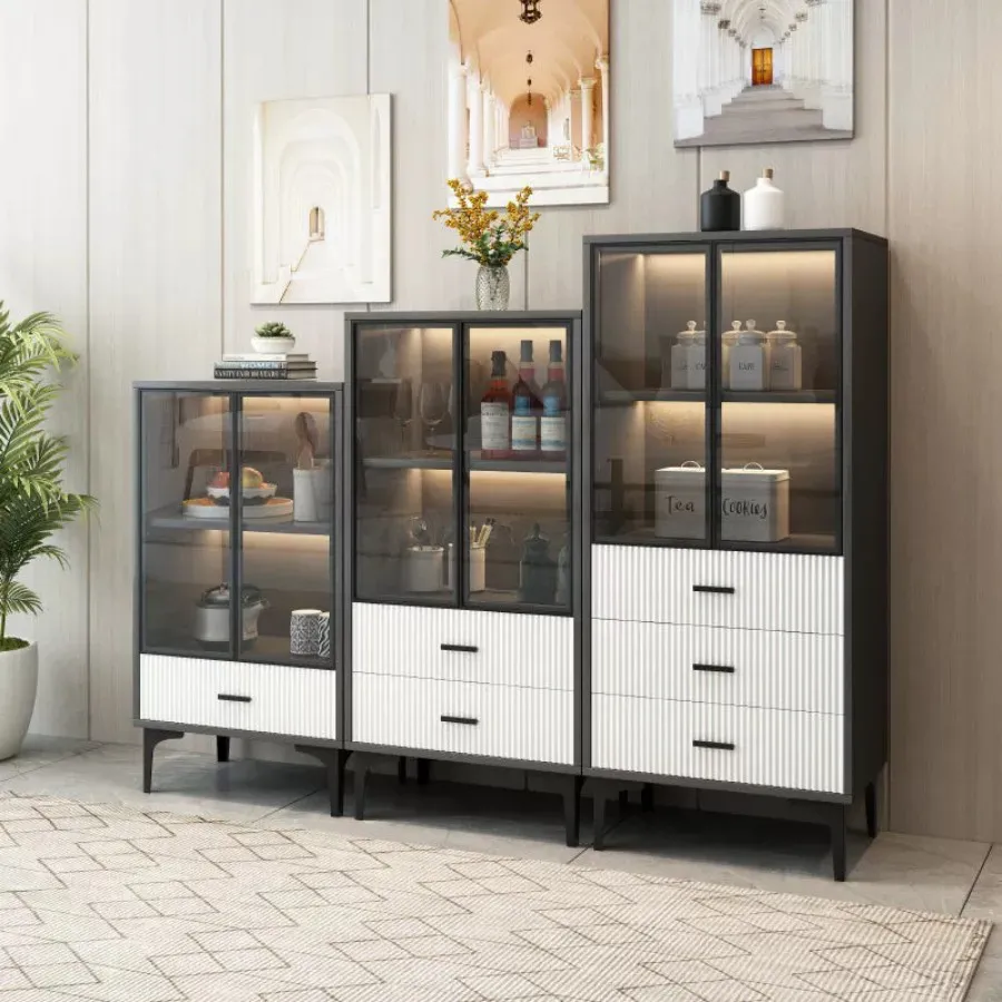 Tủ Kệ Bếp Khô Đa Năng Cánh Kính Đẹp Hiện Đại