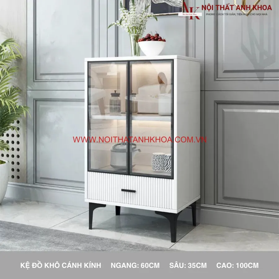 Tủ Kệ Bếp Khô Đa Năng Cánh Kính Đẹp Hiện Đại