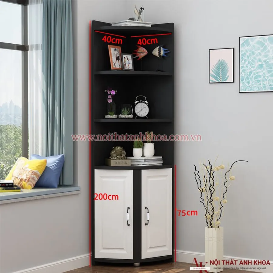 Tủ Kệ Góc Tường Gỗ Công Nghiệp MDF Cao Cấp