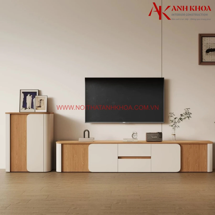 Tủ Kệ Phòng Khách Đẹp Gỗ Công Nghiệp Hiện Đại