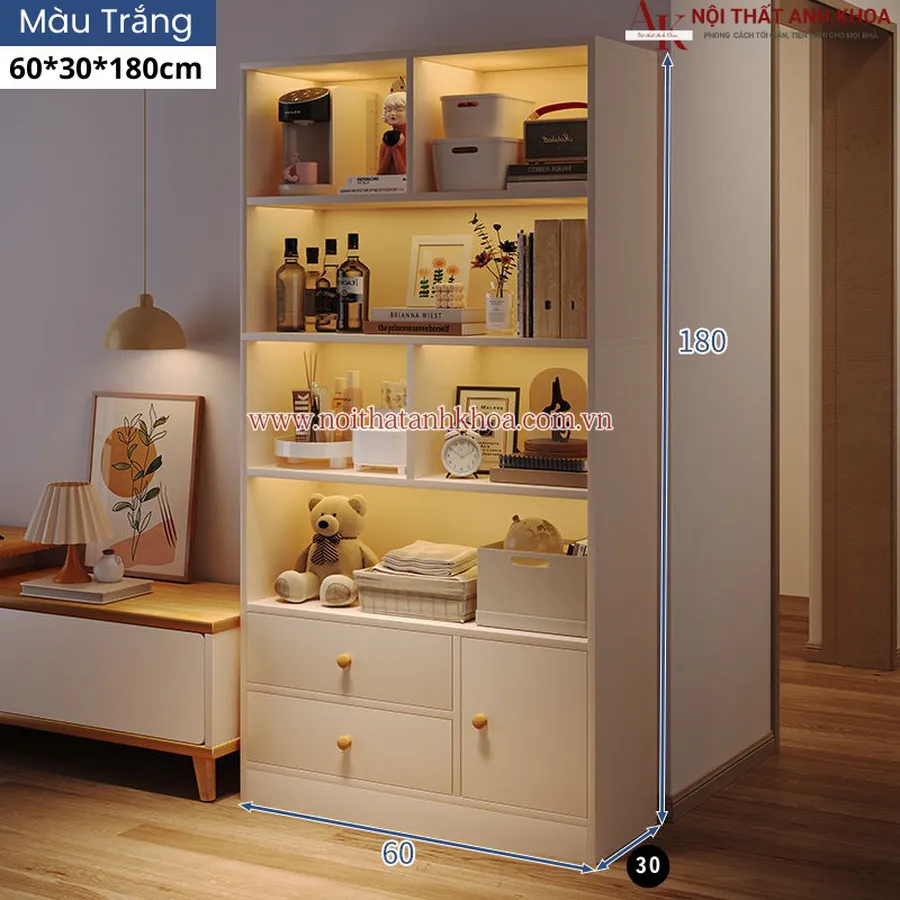 Tủ Kệ Phòng Khách Gỗ Công Nghiệp Có Led Nhiều Màu Giá Tốt