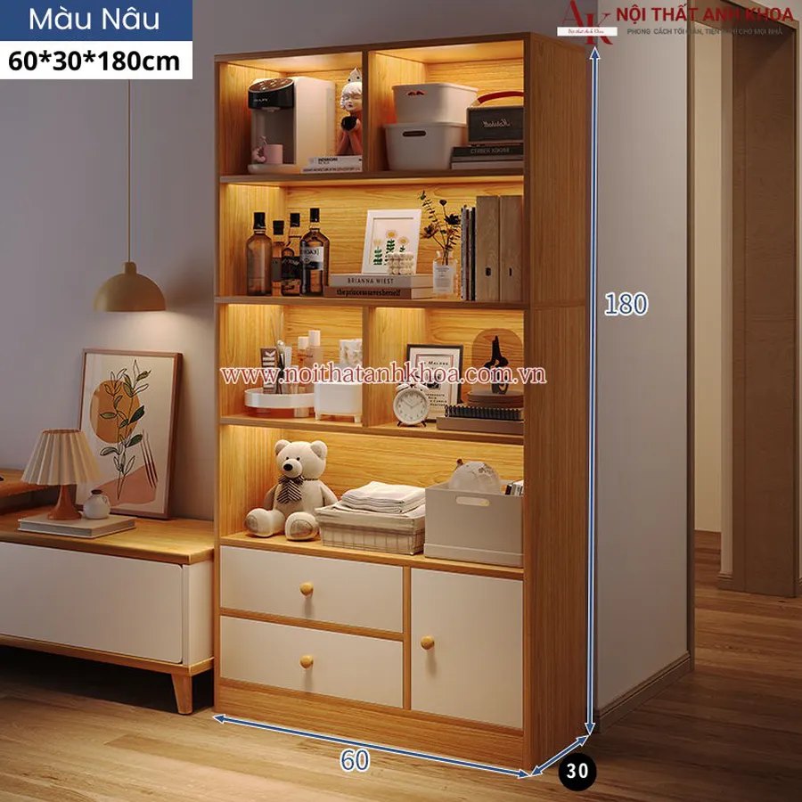 Tủ Kệ Phòng Khách Gỗ Công Nghiệp Có Led Nhiều Màu Giá Tốt