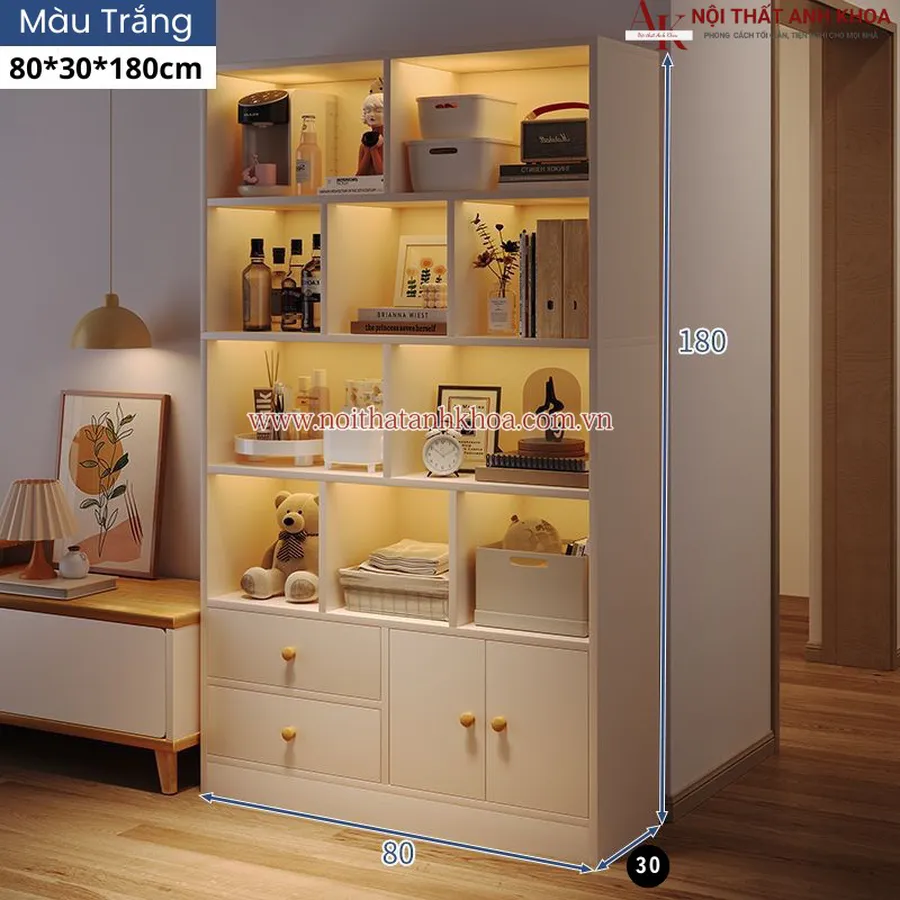 Tủ Kệ Phòng Khách Gỗ Công Nghiệp Có Led Nhiều Màu Giá Tốt