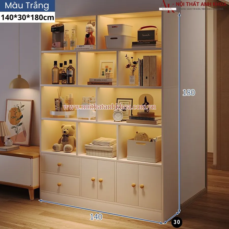 Tủ Kệ Phòng Khách Gỗ Công Nghiệp Có Led Nhiều Màu Giá Tốt