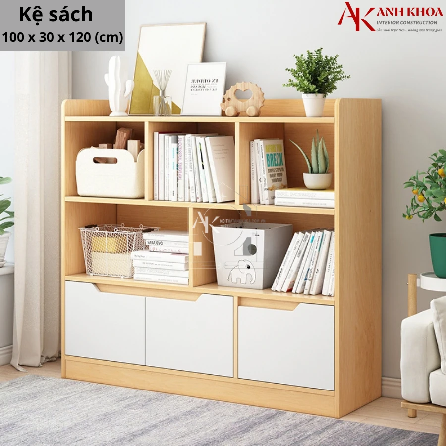 Tủ Kệ Sách Gỗ Công Nghiệp Nhỏ Gọn Hiện Đại