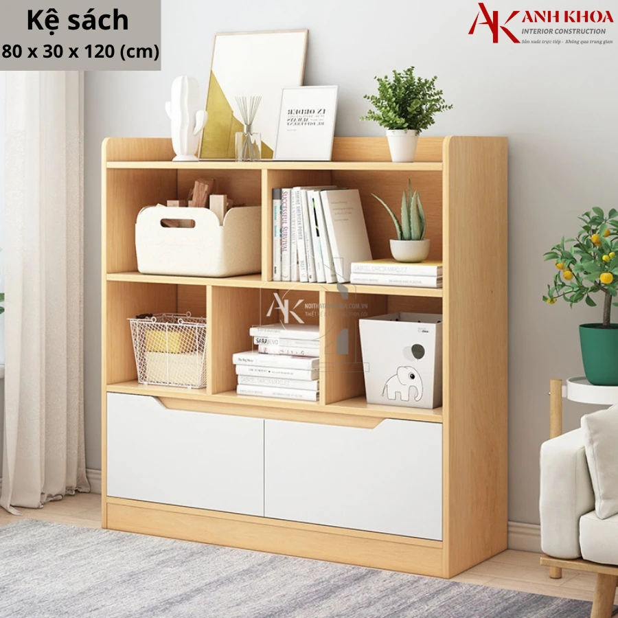 Tủ Kệ Sách Gỗ Công Nghiệp Nhỏ Gọn Hiện Đại