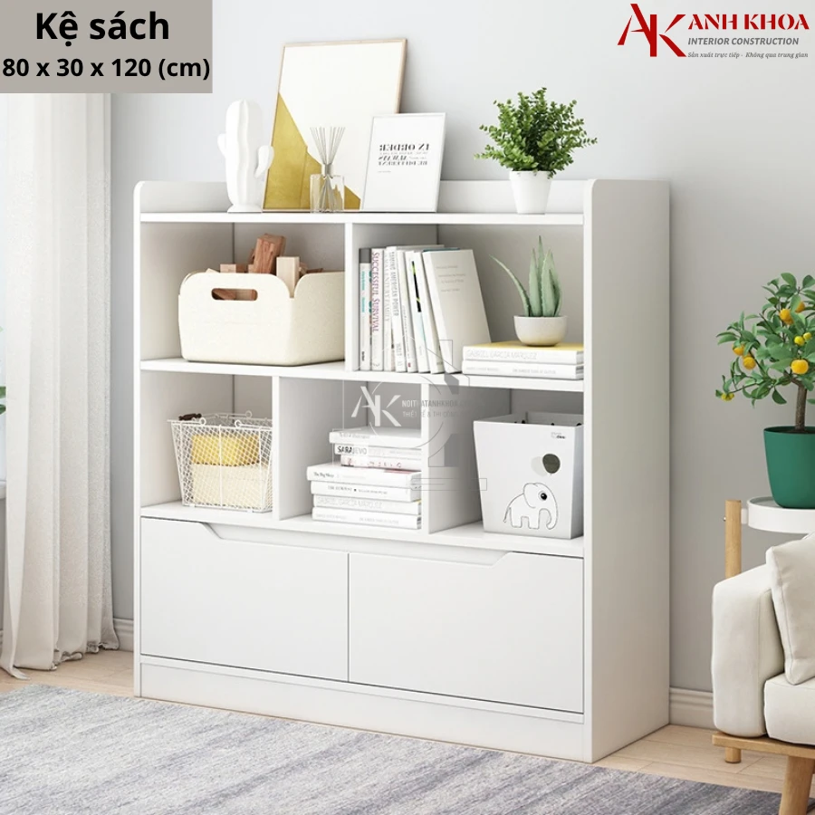 Tủ Kệ Sách Gỗ Công Nghiệp Nhỏ Gọn Hiện Đại