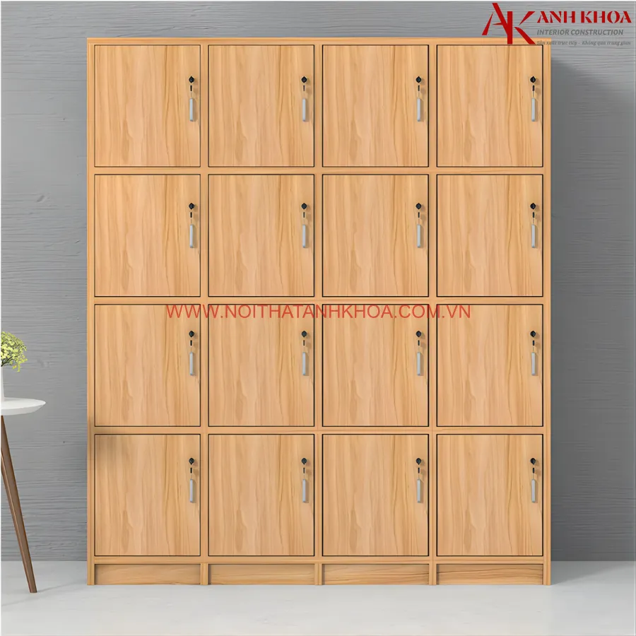 Tủ Locker Gỗ Công Nghiệp Màu Vân Gỗ Đẹp Hiện Đại
