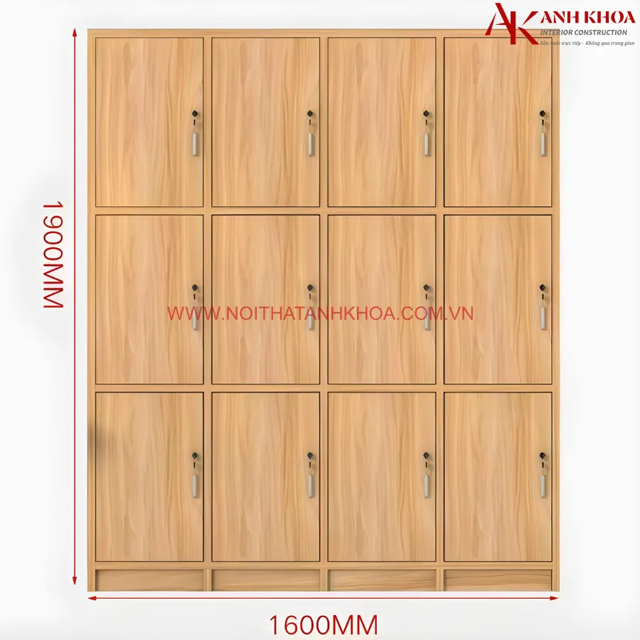 Tủ Locker Gỗ Công Nghiệp Màu Vân Gỗ Đẹp Hiện Đại