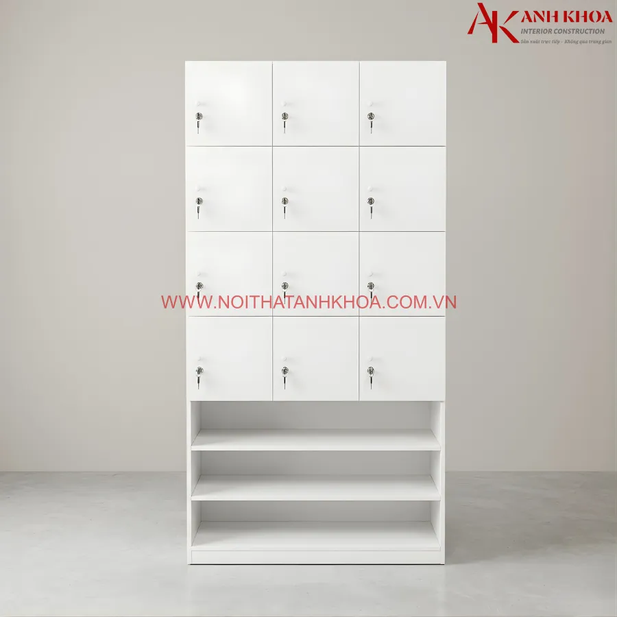 Tủ Locker Gỗ Kết Hợp Kệ Giày Mẫu Mã Đẹp