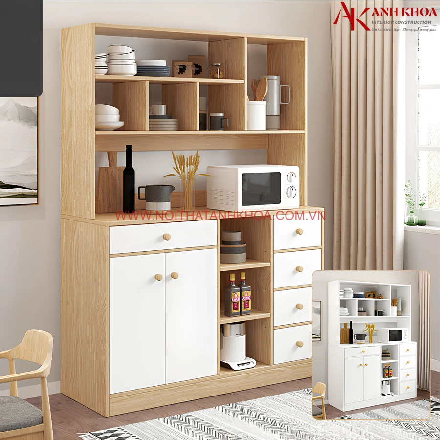 Tủ Nhà Bếp Đựng Chén Bát Gỗ Công Nghiệp