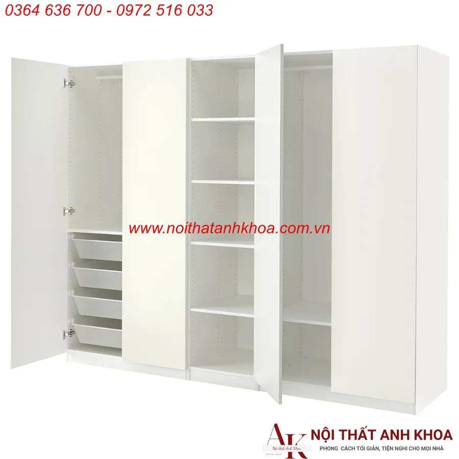 Tủ Quần Áo 4 Cánh Gỗ Công Nghiệp Giá Rẻ TPHCM