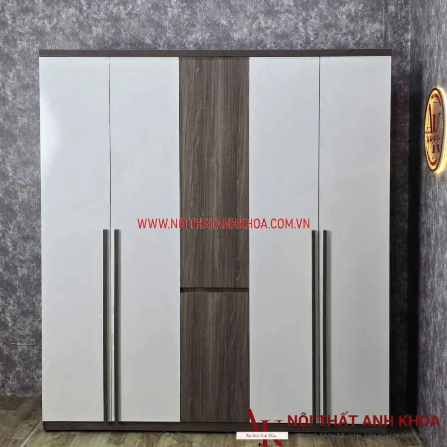Tủ Quần Áo 5 Cánh Gỗ Công Nghiệp Phối Màu Đẹp Hiện Đại Giá Rẻ