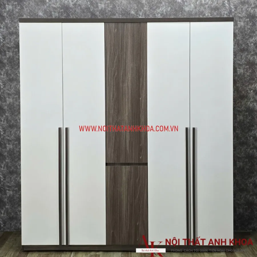 Tủ Quần Áo 5 Cánh Gỗ Công Nghiệp Phối Màu Đẹp Hiện Đại Giá Rẻ