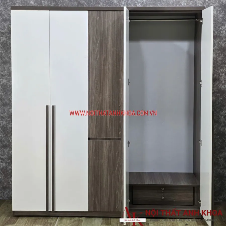Tủ Quần Áo 5 Cánh Gỗ Công Nghiệp Phối Màu Đẹp Hiện Đại Giá Rẻ
