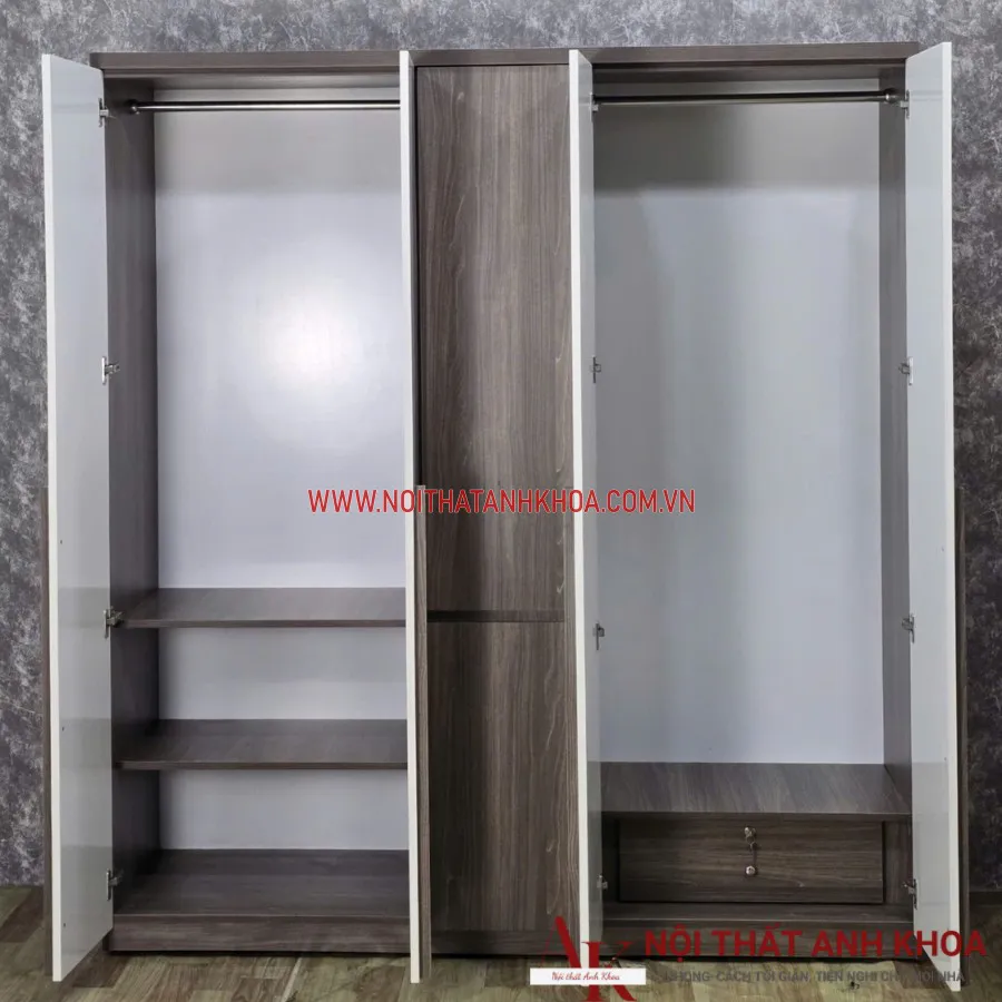 Tủ Quần Áo 5 Cánh Gỗ Công Nghiệp Phối Màu Đẹp Hiện Đại Giá Rẻ